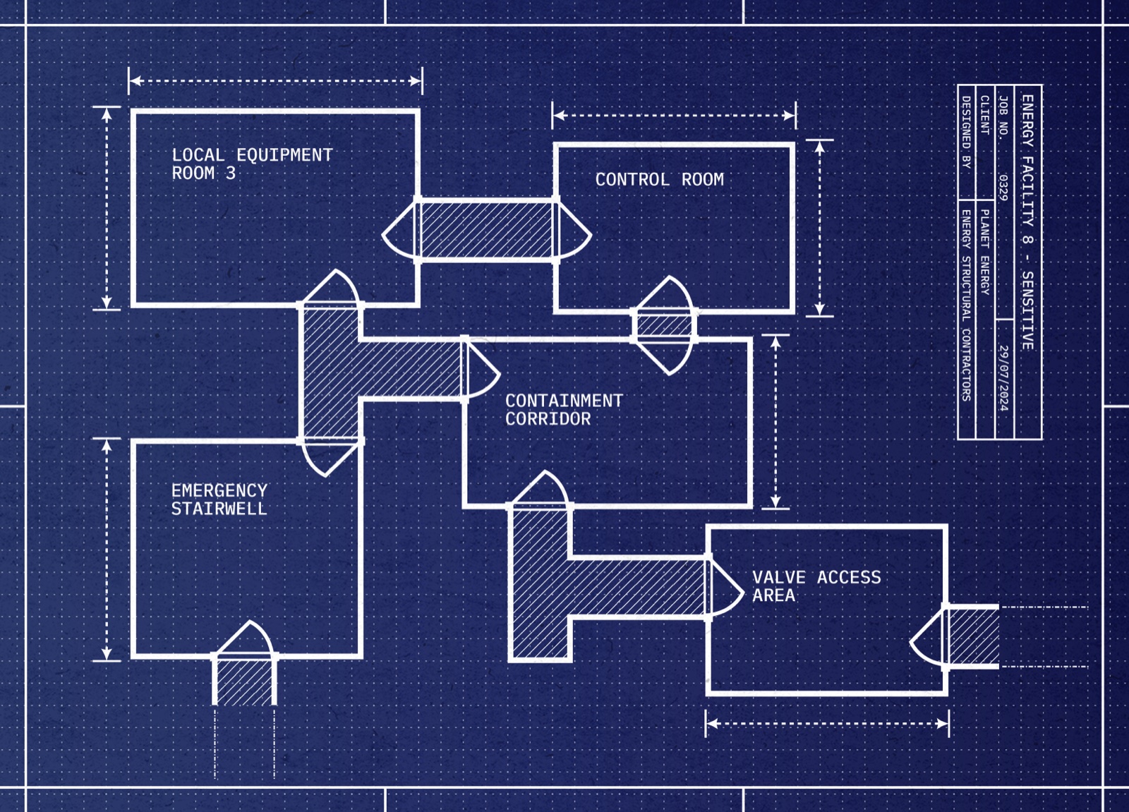 Floor plan of the west wing at Facility 8, showing the numbered Local Equipment Rooms along the corridor.